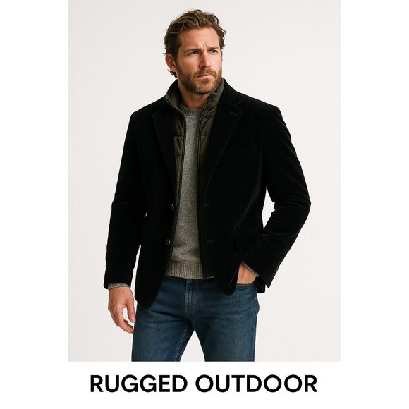 Faconnable Jeans Black Velvet Blazer Jacket Men’s XL — Designed in France, Luxur - Picture 2 of 16